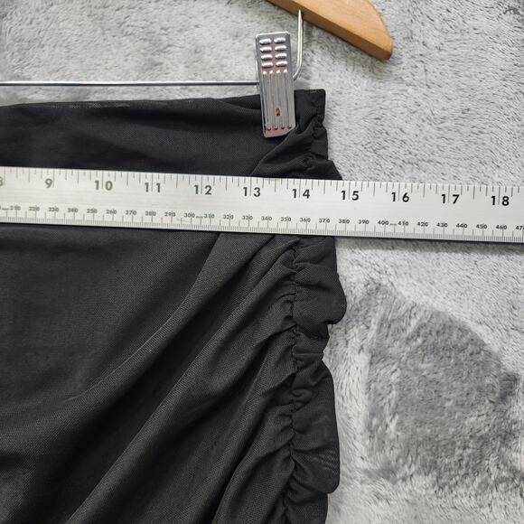 Shinestar Skirt Womens L Black Side Ruched Chiffon Lined Mini Stretch Back Zip - Picture 6 of 8